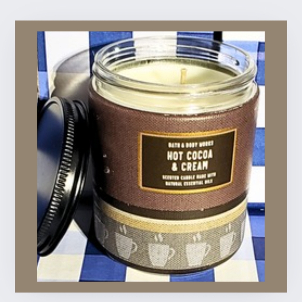 🔥🟩1-WICK CANDLE "HOT COCOA & CREAM NEW/BBW